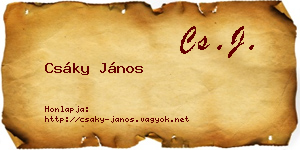 Csáky János névjegykártya